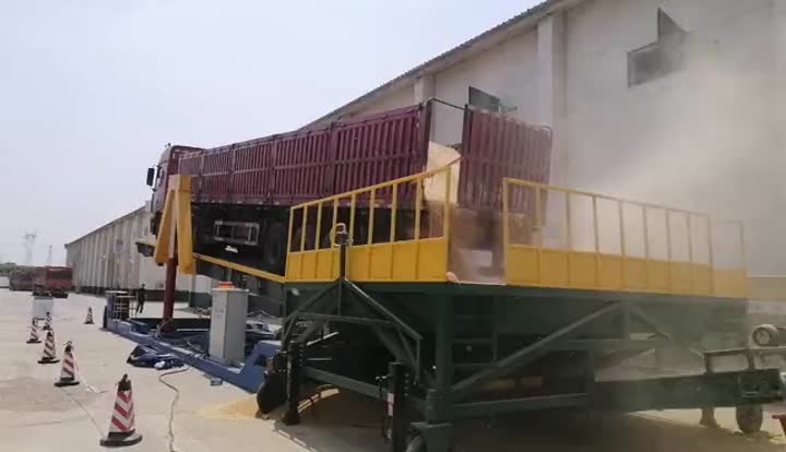 Movable truck unloader (truck unloading platform) operating video 1-7