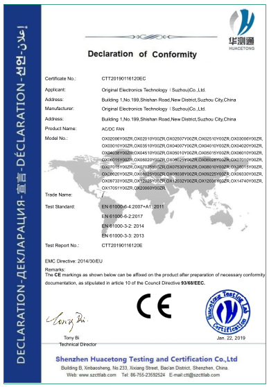 CTT20190116120EC certificate