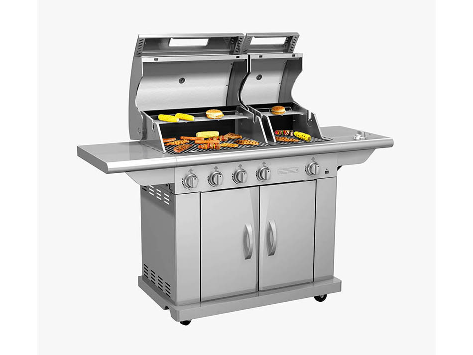 Split lid Deluxe Gas grill BBQ