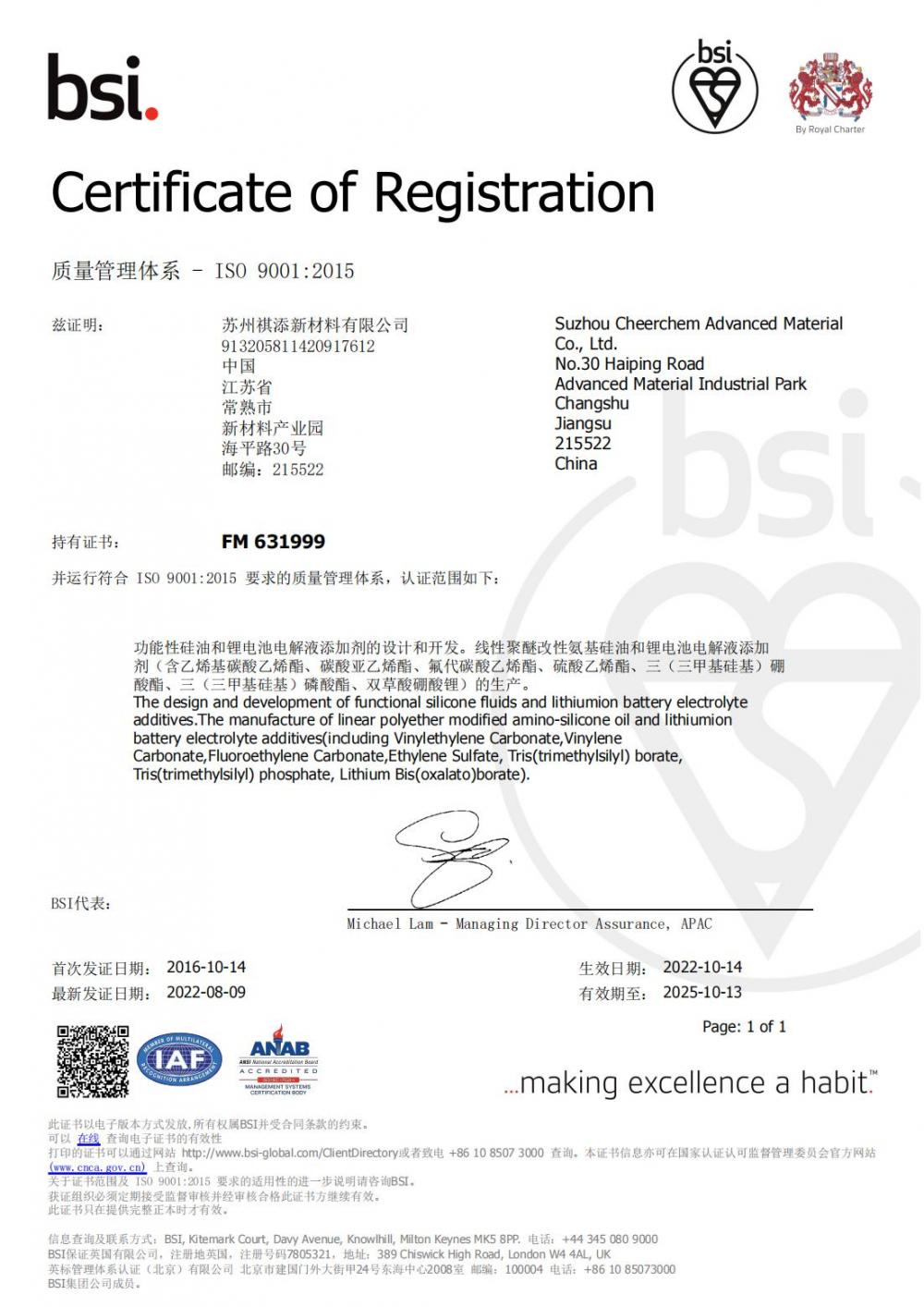 bsi Certificate of Registration