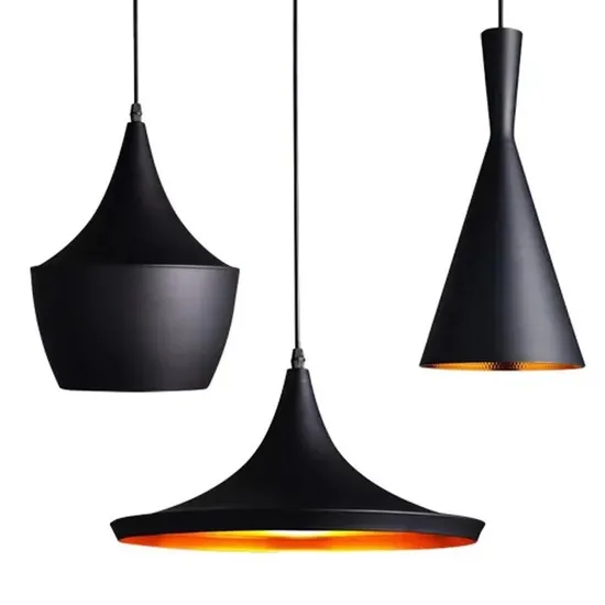 Candelera de colgante negro de estilo industrial para espacios para comedor1