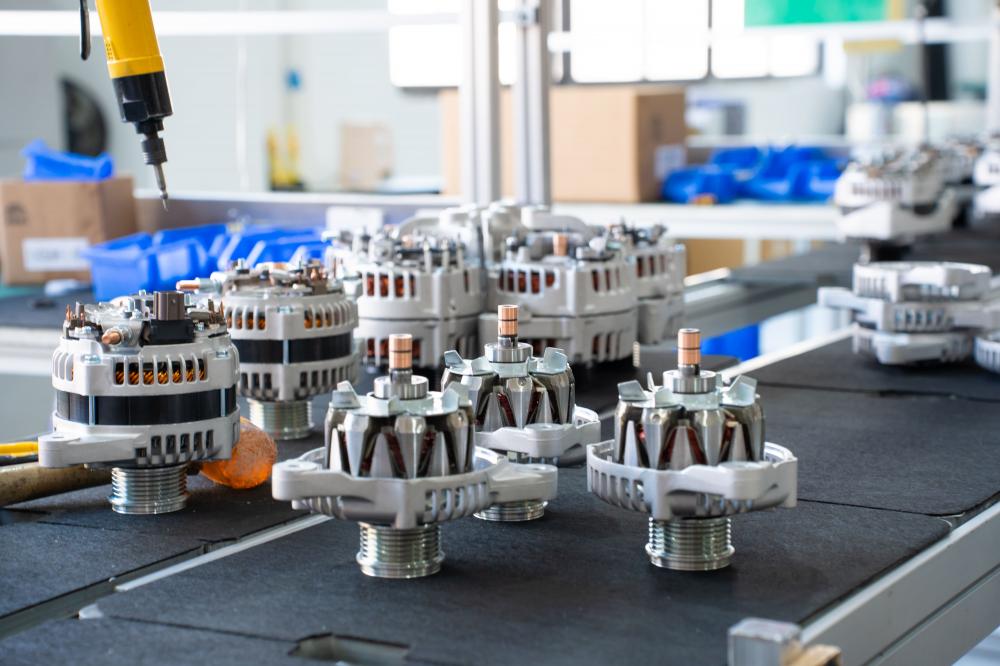 Automotive Alternator Parts on Production Line