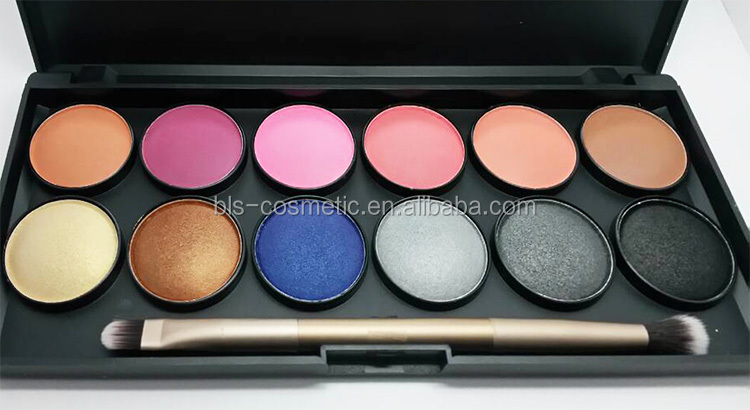 New Arrival OEM 12 Colors Shinny Eyeshadow and Blush Palette with Brush