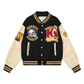 Προσαρμοσμένο κέντημα Chenille Letterman υπαίθρια χειμωνιάτικο windbreaker ανδρικά δερμάτινα μανίκια jacket1