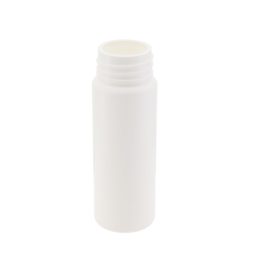 Frasco cilíndrico HDPE branco de 70ml com gargalo de 30 mm