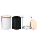 200ml Transparent Matte Black Frosted Empty Candle Glass Jar with Wood Lid1