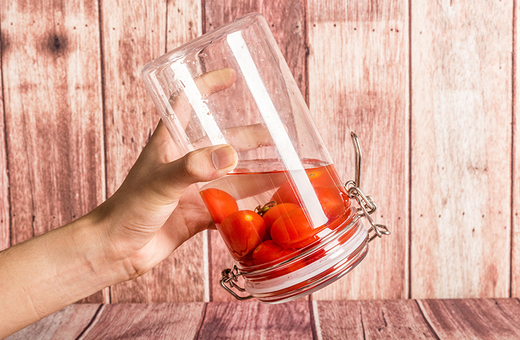 Square Round Clear Glass Jar