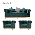 Sofa Modern Set Desain Amerika Antik Furniture Sectional Green Velvet Fabric Ruang Tamu Sofa Set Luxury Gold Untuk Dijual1