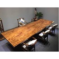 Conception unique table de forme naturelle dessus bord live oak noix en bois massif en bois à manger en bois slab1