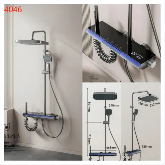 Zb4046 Home Improvement Aluminum Rainfall Shower Bathroom Shower Set with Digital Display1