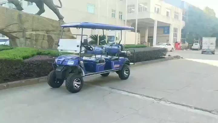 Carrito de golf de cross-country eléctrico azul 4 + 2 plazas.mp4