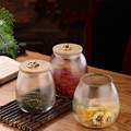 Manufacturers wholesale striped glass tea jars bamboo covered storage Jars kitchen household candy1