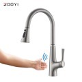 ZOOYI China Supplier Pull-Out Sprayer Smart Brushed Nickel Induction Touchless Sensor Kitchen Faucet1
