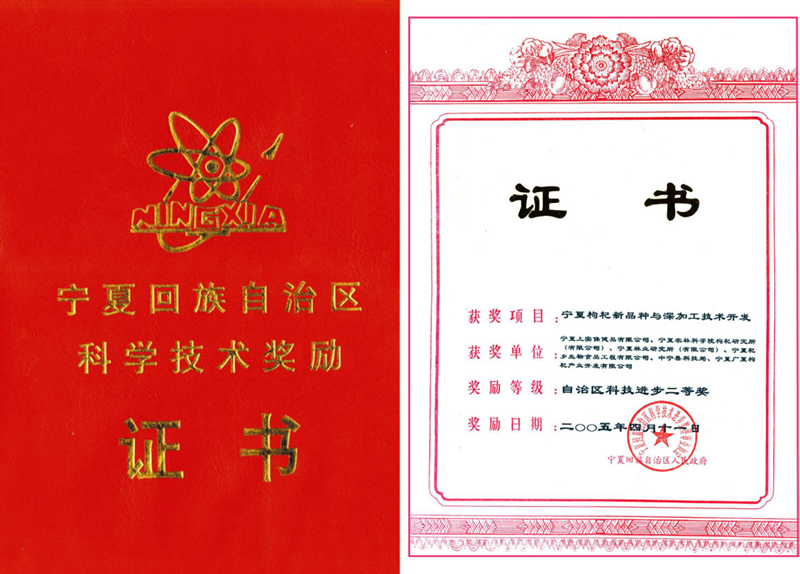 The Second Prize of Ningxia Hui Autonomous Region Scientific and Technological Progress Award