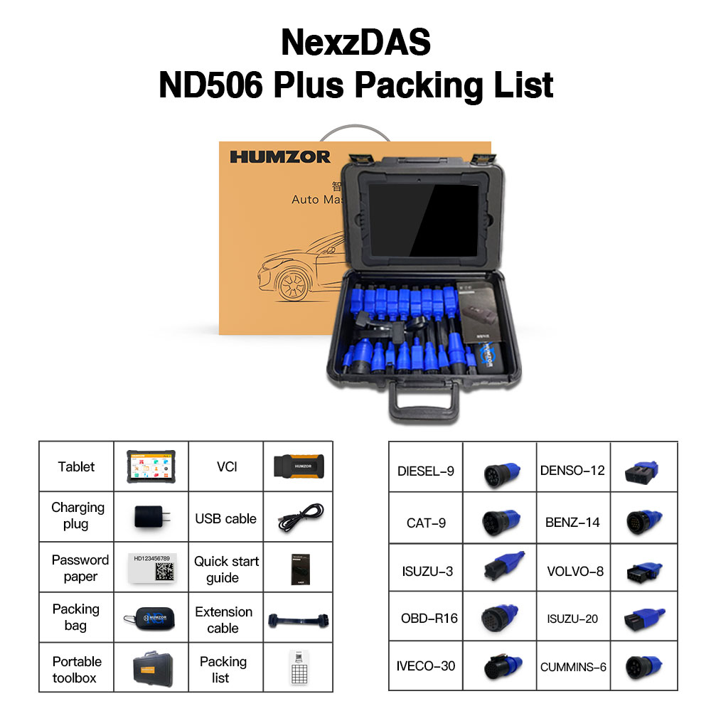 Humzor NexzDAS ND506 Plus Full Version 10 Inch Tablet
