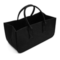 customized size faux leather sturdy firewood packing bag felt fireplace wood basket1