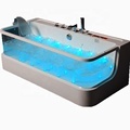 White Acrylic 2-Person Freestanding Spa Hot Tub with Glass Whirlpool Massage Bathtub1