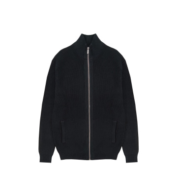 Men's Rib Knit Zip Up Pocket Cardigan