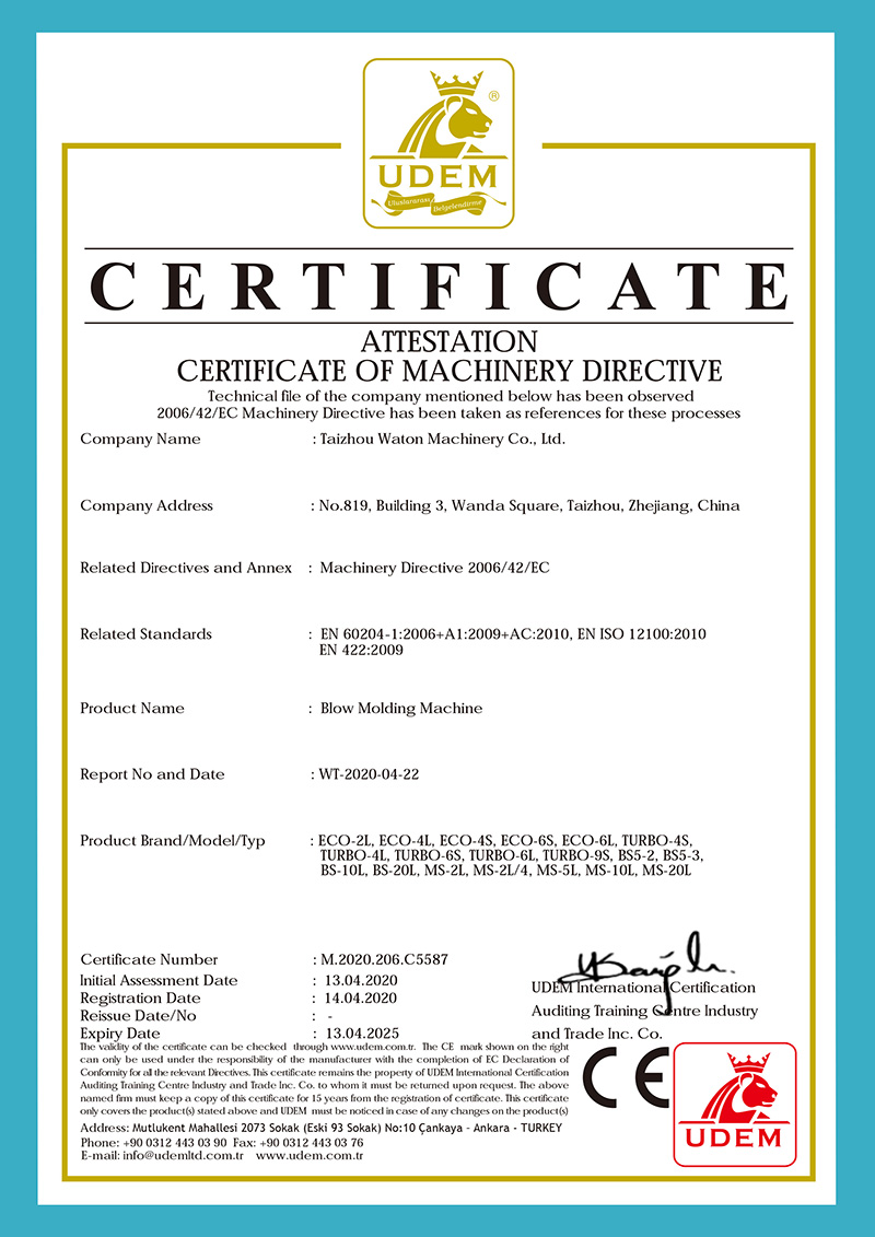 Certificate of Machinery Directive