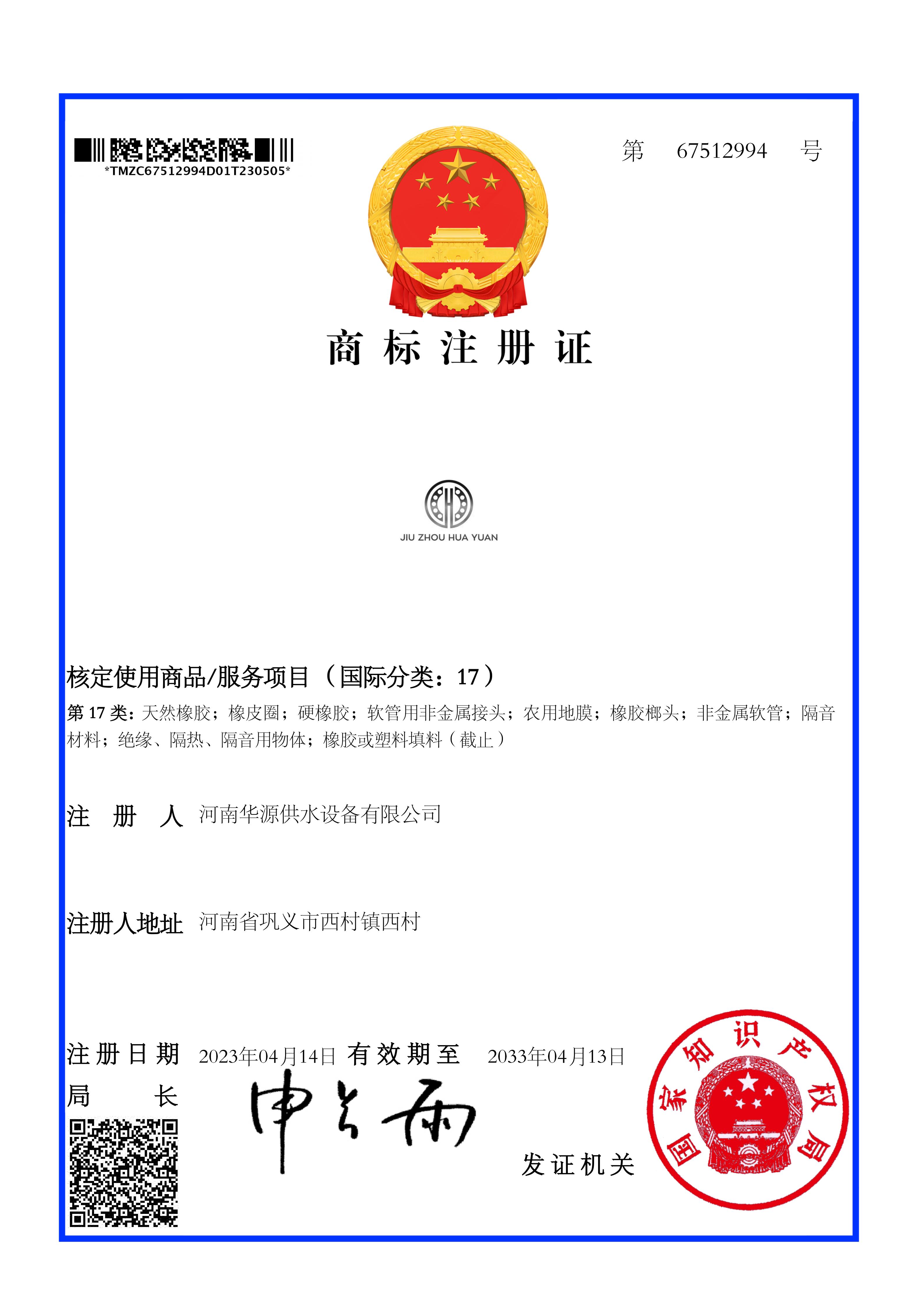 Trademark Registration Certificate