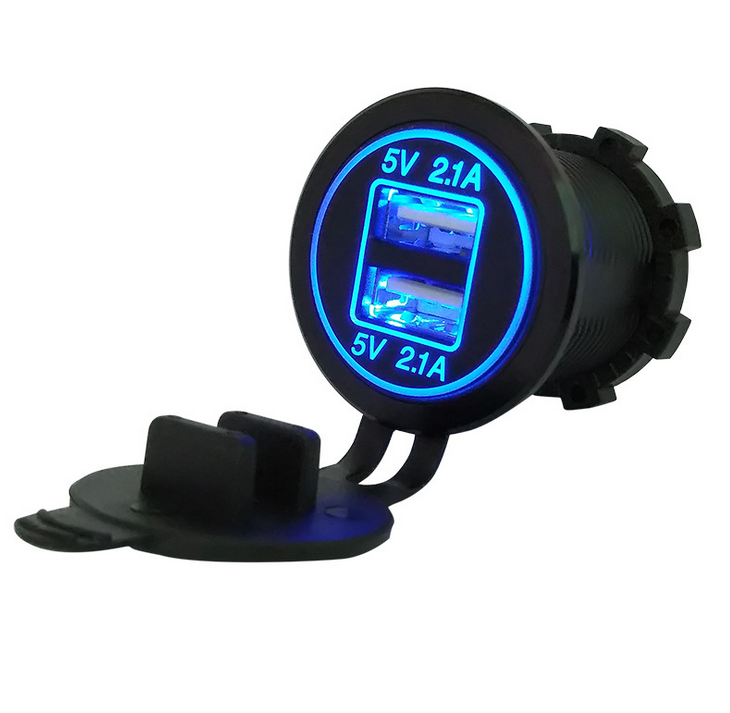 Salida de enchufe de cargador de potencia USB dual 12V 4.8A LED LED AZUL11