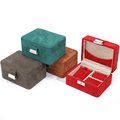 Custom Logo Travel Juwely Box Wildleder Halskette Ring Schmuckschachtel Velvet Schmuck Aufbewahrungsbox Set1
