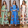 گلدوزی حمل و نقل قطره ای مهره های الماس داغ چاپ شده ابایا برای ماه مبارک رمضان طرح جدید Abaya Frauen Muslimisches Kleid AB3451