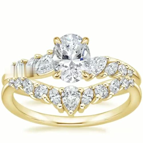 Inel elegant cu diamante de laborator din aur de 14K