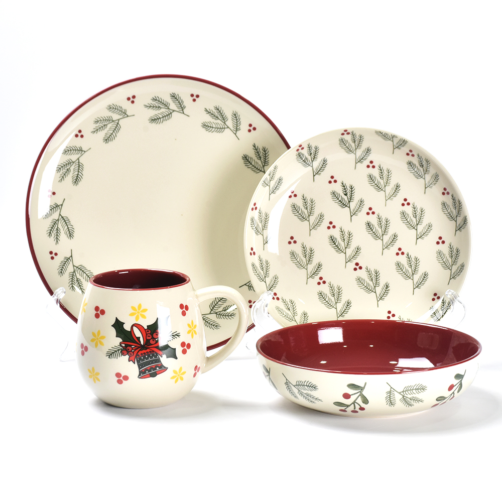 Festa di Natale dipinte a mano a mano Ceramica tazza di tazza di guglia da pentola per pentole set di piatti