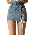 Hot Sell High Waisted Denim Denim Drawstring Lace Up Sexy Wrap For Women1