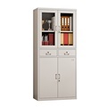 Adjustable Shelves Storage Cabinet: 2 Glass Doors Steel Filing Cabinet with 2 Drawers1