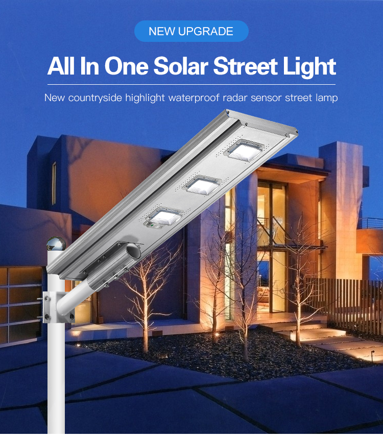 Controllo della luce ad alta efficienza Ip65 Outdoor 300Watt impermeabile tutto in una luce stradale a led solare integrata