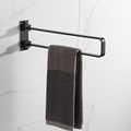 No Drilling U-Shaped Matte Black Wall-Mounted Bathroom Swivel Towel Holder1