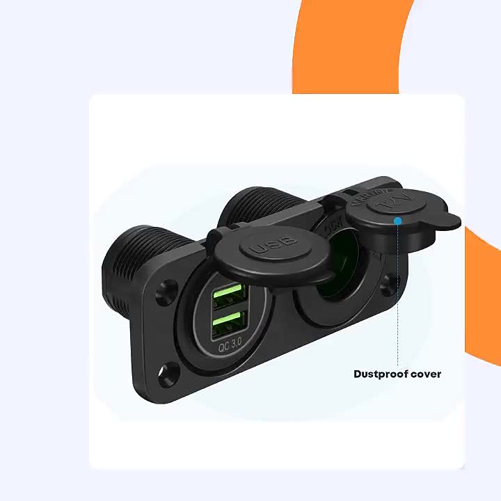 Retractable Socket Outlet Mobile Phone and 2 USB DC Socket With Motorcycle USB Charger and Switches Electrical1