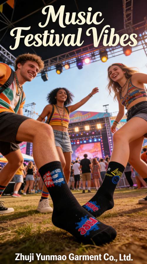 جوارب دائرية مطبوعة برسومات جرافيكية للتخييم والمشي لمسافات طويلة في الهواء الطلق