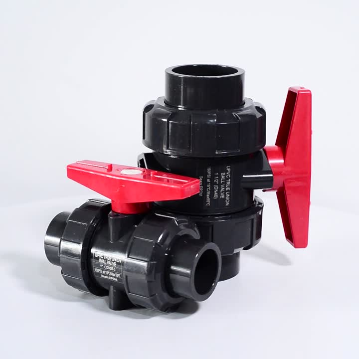 صمام كروي مزدوج PVC 1 بوصة بلاستيك