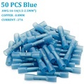 50pcs Waterproof Marine Automotive Heat Shrink Butt Connectors Blue 16-14 AWG1