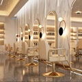 الموضة الأوروبية على الطراز الحديثة مثبتة بسيطة مع Light Hotel Cutting Hair Salon Salon Gold Mirror1