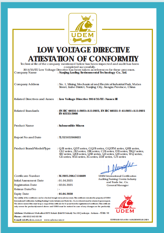 Low Voltage Directive Attestation of Conformity