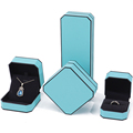 Han Hong Velvet im Großhandel High-End-Luxus-Logo-Logo-Schmuckschachtel Verpackung Halskette Ohrringe Cyan Jewelry Box1