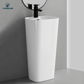 European Smooth White Decorative Pedestal Sink Chaozhou Ceramic Narrow Basin1
