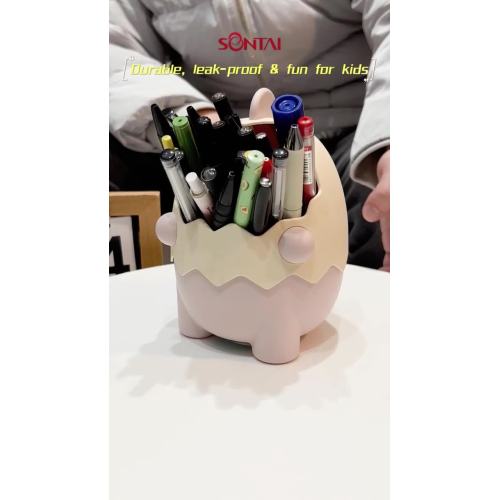 Divertido porta-canetas organizador de mesa de ovo de dinossauro