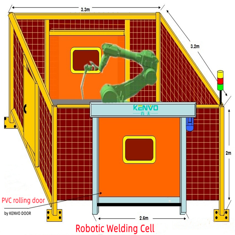 Célula de soldagem robótica portas rápidas