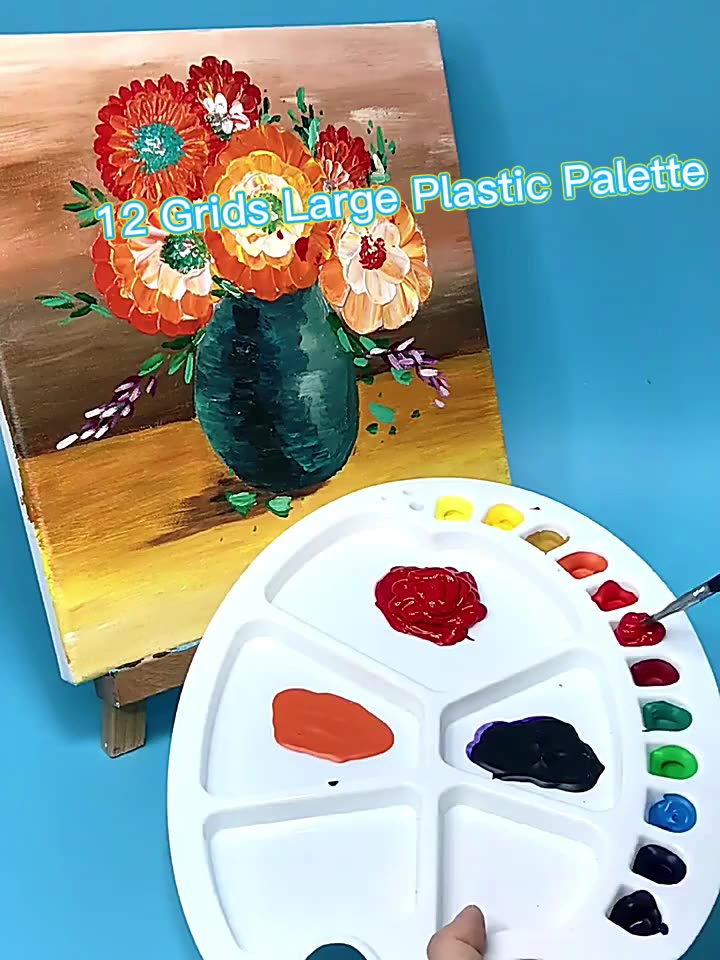 Amazon Hot Sale 17-Well Artis Lukisan Palet Palet Plastik Cat Palet Palet Pencampuran Palet Untuk Cat Air/Akrilik/Minyak1