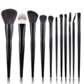 Professional Wooden Handle Black Makeup Brushes Set with Bag1