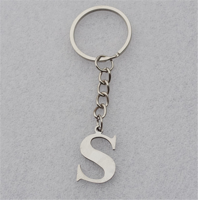 letter keyring stainless steel 