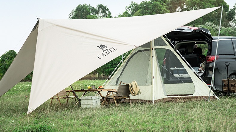 Camel Outdoor Car Tail Plane wasserdichtes tragbares Camping Heck -Baldachin Oxford PU3000mm Picknick Zelt Tarp1