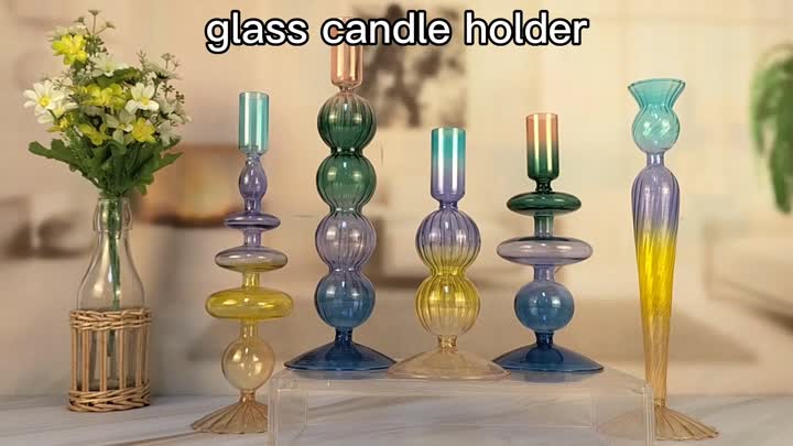 colored glass candle holder