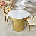 GEMMA Modern Gold PVC Plastic Round Wedding Cake Table for Events1