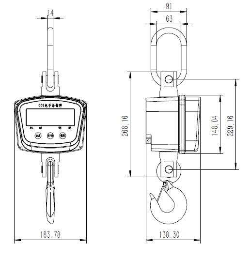 báscula de grúa impermeable (capacidad 500 kg, 1000 kg, 1500 kg, 2000 kg)